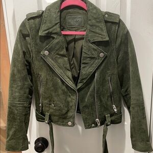 Green Suede Moto Jacket